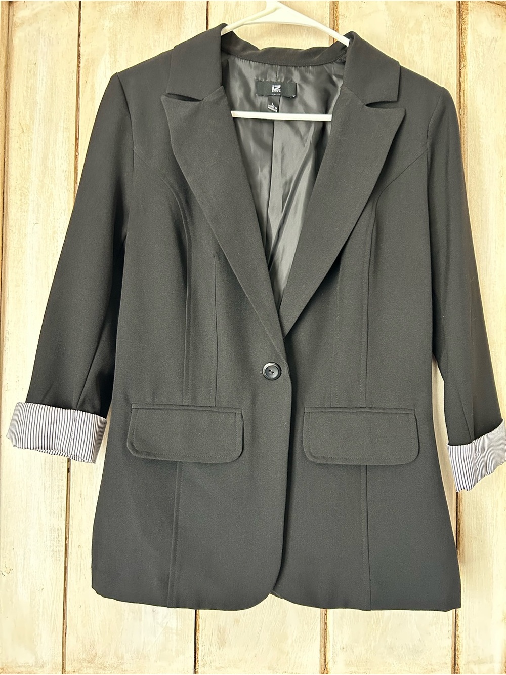 Iz Byer Black Single-Button Blazer with Rolled Cuffs